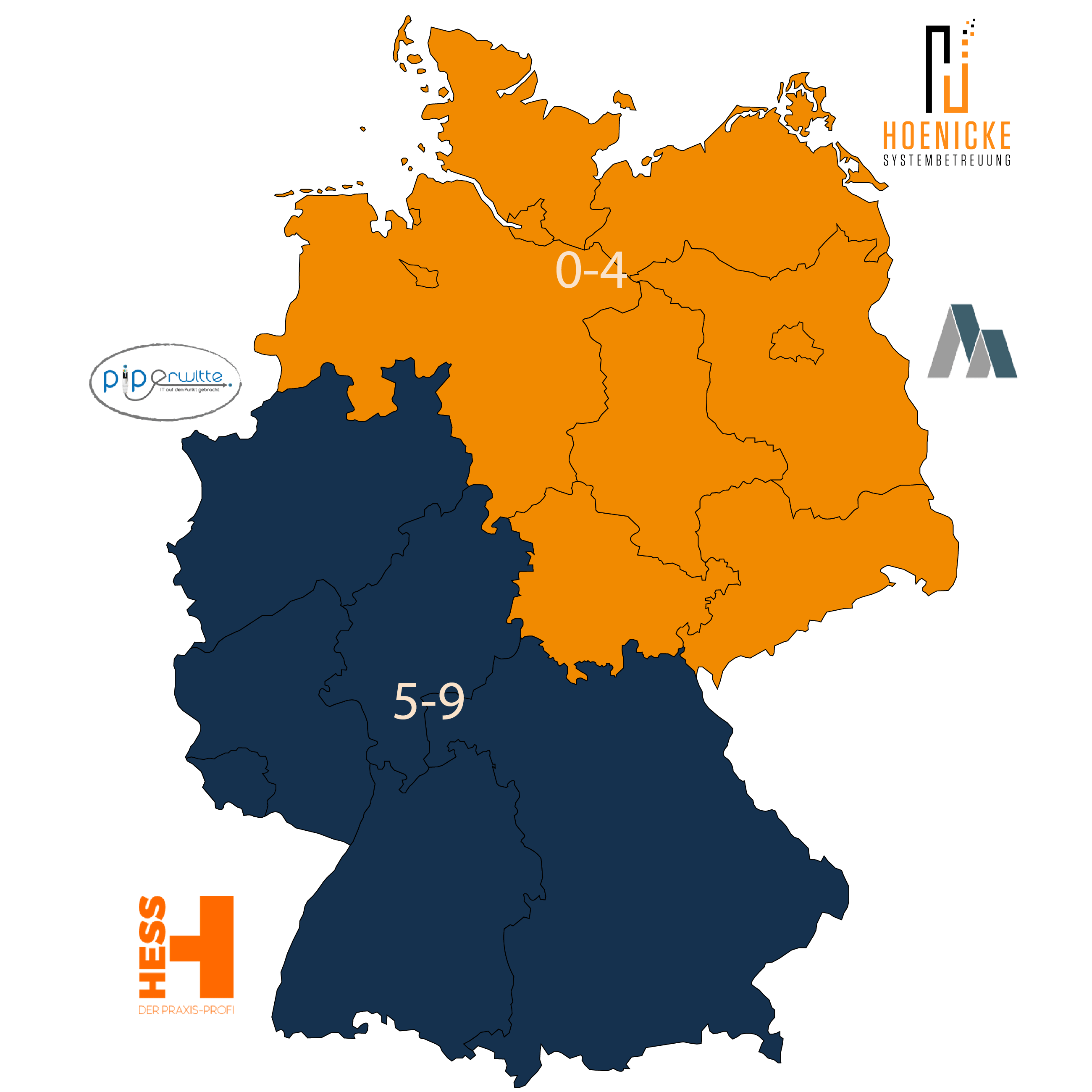 Standortkarte Deutschland mit den Logos der Ansprechpartner